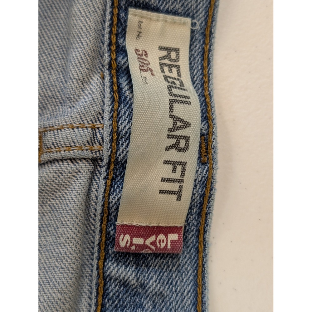 Levi's 505 Regular Fit Jeans Mens W36 L32 Light Wash Denim - Picture 6 of 8